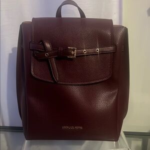 Michael Kors Brown Leather Backpack with Flap Closure